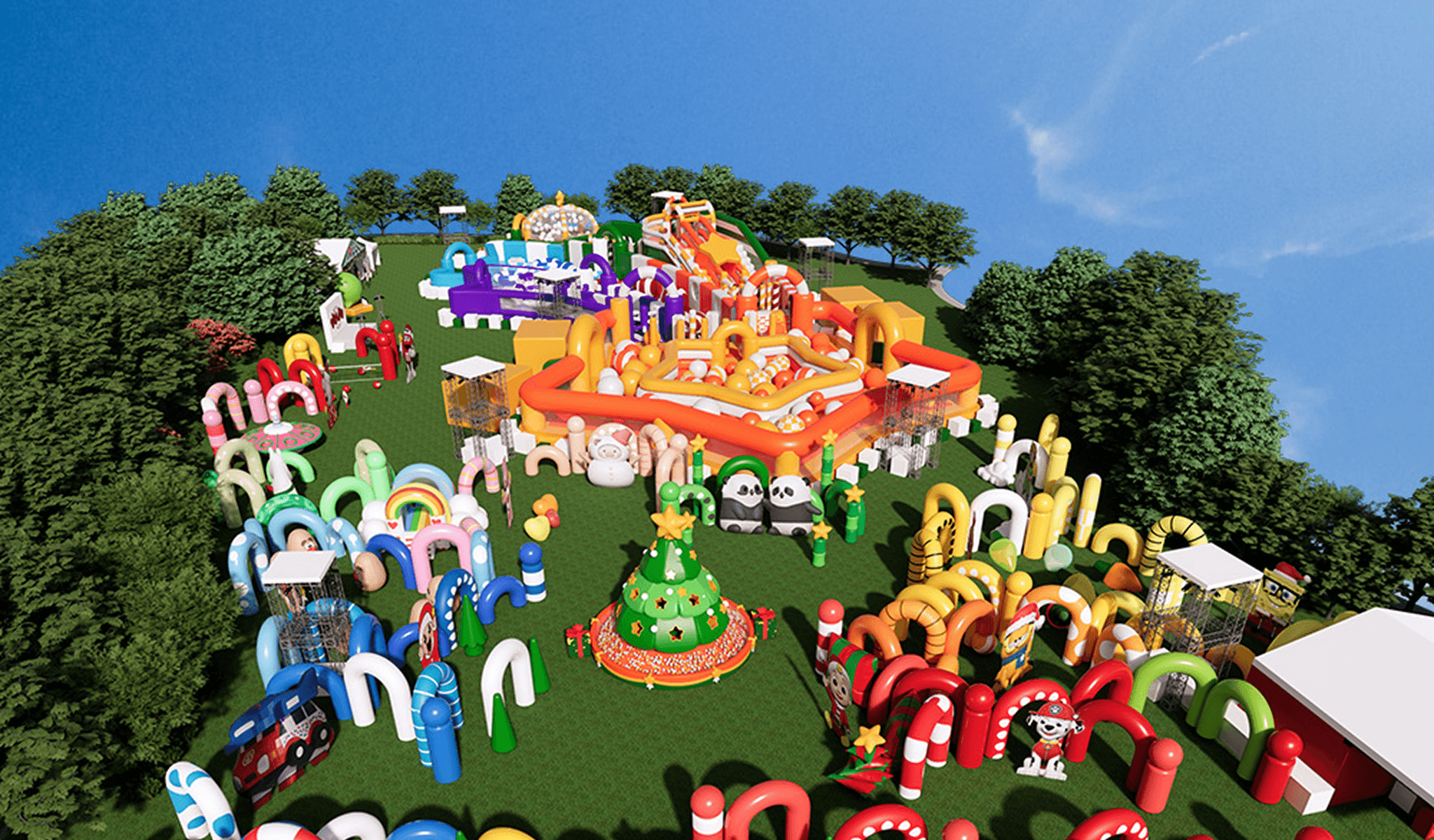 Colorful inflatable park