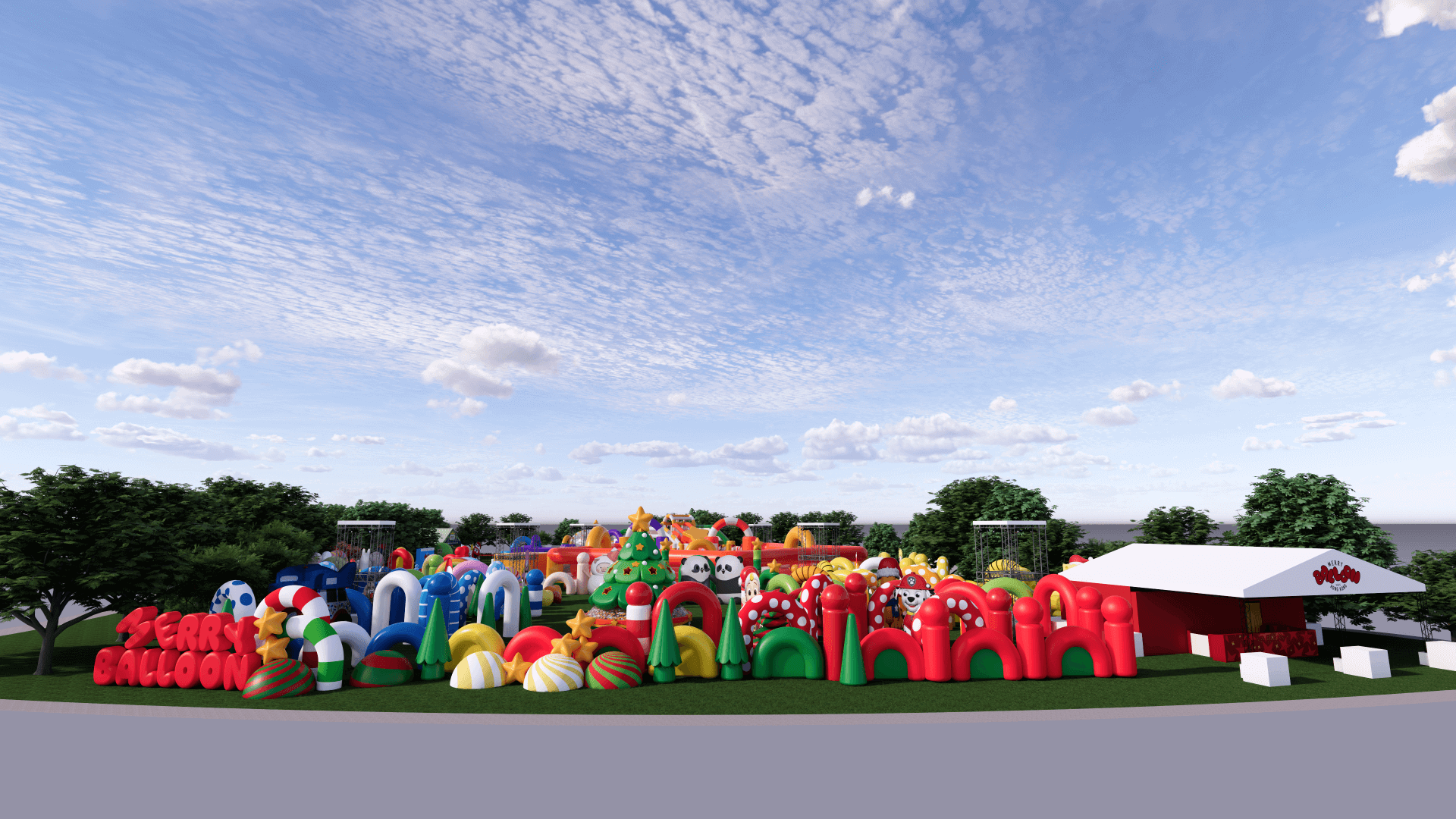 Colorful inflatable park