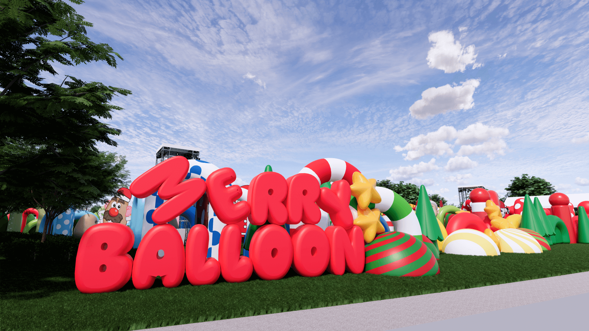 Colorful inflatable park