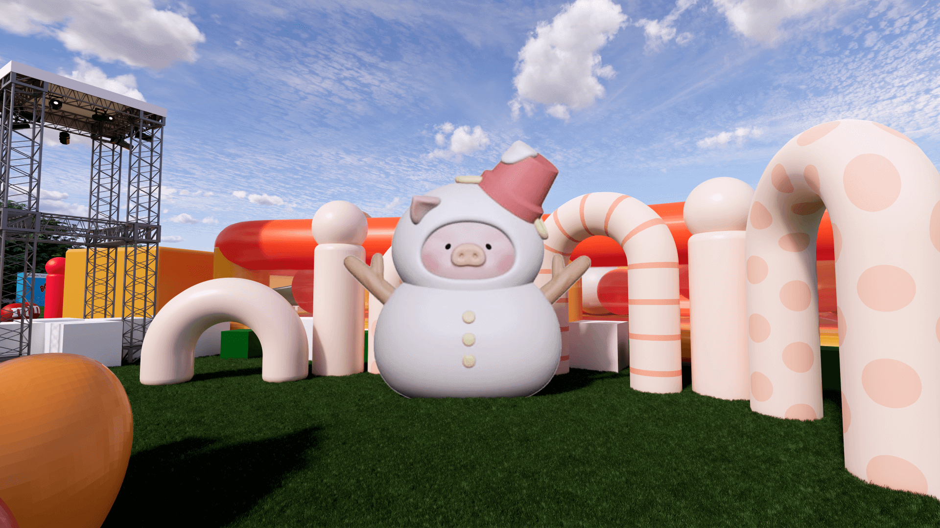 Colorful inflatable park